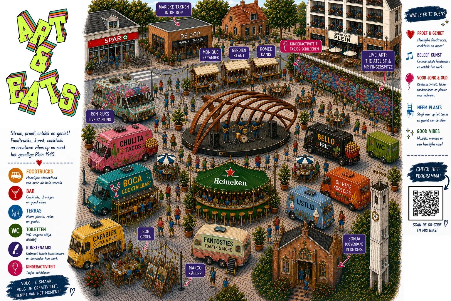 Plattegrond ART & EATS festival Plein 1945 Petten